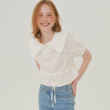 ラッフルカラークロップブラウス / RUFFLE COLLAR CROP BLOUSE_WHITE