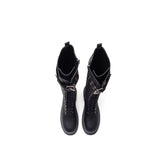 Buckle Lace-Up Walker Boots(Black)