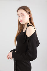 セット リボンノースリーブ&ボレロ / SET Ribbon Sleeveless Bolero Black