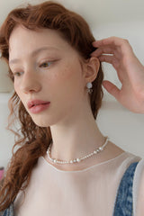 シルバーニットボールアンドリボンピアス/Silver knit ball and ribbon earring