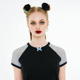 リボンラグランTシャツ / Ribbon Raglan T-shirt [Blue Mesh]