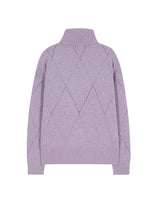 HALF ZIP UP PUNCHING ARGYLE SWEATER LAVENDER (6613773844598)