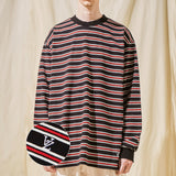 VZロゴビックオバーフィットボーダースリーブブラック/VZ Logo Big Over Fit Boarder Long Sleeve Black (6683343323254)