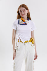 レールシャーリングTシャツ/RAIL SHIRRING T.SHIRT