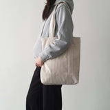 Corduroy simple line bag - ivory