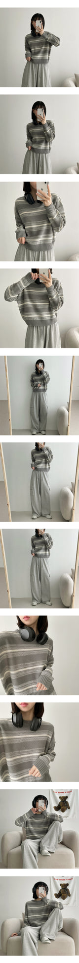 イレギュラーミックスラウンドニットウェア / Irregular Mix Round Knitwear