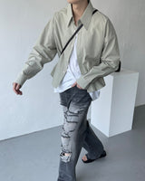 ウォッシングルースフィットクロップシャツ / ECT Washing Loose-Fit Cropped Shirt (4 colors)