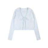 RIBBON RIBBED CARDIGAN