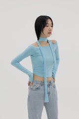 オフショルダーTシャツ / Off Shoulder Scarf T-Shirt (3color)