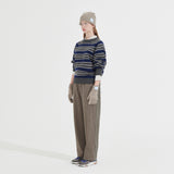カシミアウールブレンドストライプニットプルオーバー/CASHEMERE WOOL BLENDED STRIPE KNIT PULL OVER_NAVY