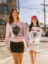 フラワーキャットレタリングスウェットシャツ / Flower Cat Lettering Sweatshirt (Pink)