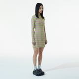 マルチカラーインターロックドレス / GREEN MULTI COLOR INTERLOCK DRESS
