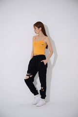 アンバランスシャーリングクロップスリーブレス/TOP(9397) Unbalance Shirring Crop Sleeveless