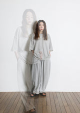 DOTTED-STRIPE BALLOON SWEAT PANTS (Gray) / ドットストライプバルーンスウェットパンツ