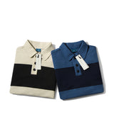 ニットラグビースウェットシャツ/Knit Rugby Sweatshirt T76 blue&navy
