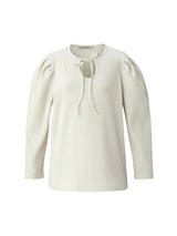 Ribbed  puff top - Ivory (6682209288310)