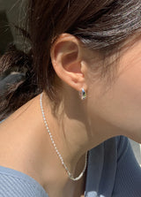 [92.5silver] bulky drop one-touch earrings (silver) 