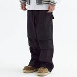 Stripe parachute denim Pants Black