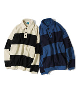 ニットラグビースウェットシャツ/Knit Rugby Sweatshirt T76 blue&navy