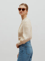 Double collar wrinkle blouse - Butter cream (6682219544694)
