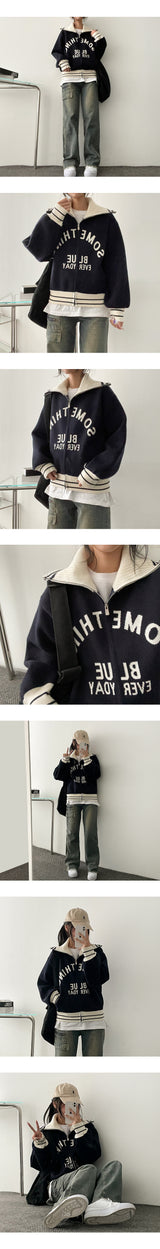 Anple Coloring Lettering Knit Zip-up