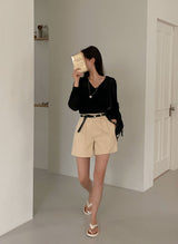 [Bellide made] Basic pintuck cotton shorts