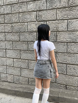 Y2k ツーポケットウォッシングベルトカーゴスカート / Y2k Two-Pocket Washing Belt Cargo Skirt