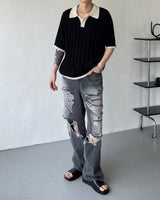オーンショートスリーブブックルニットウェア / OWN Fnatic Short-Sleeved Bookle Knitwear (2 colors)