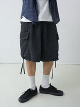 Washing cargo half denim 2color