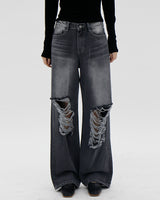グランジワイドパンツ/no.1859 Grunge Black Blue Wide Pants