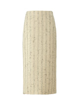 Tweed back slit skirt - Custard yellow (6682214105206)