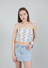 セット ハイティーンノースリーブクロップトップス&シュシュ / SET Highteen Sleeveless Crop Top Scrunchie Blue