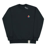 [UNISEX] Rainbow flower smile embroidery white clip sweatshirt (6654938284150)