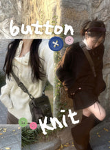 Diagonal Button Loose Fit Bookle Knitwear