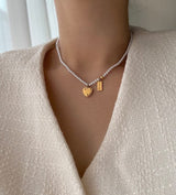 hiv パールハートキッチュネックレス/hiv Pearl heart kitsch necklace (2color)