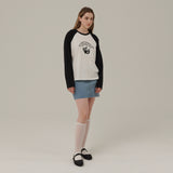ピーチアーチプリントラグランロングスリーブTシャツ / PEACH ARCH PRINT RAGLAN LONG SLEEVE T-SHIRT_BLACK