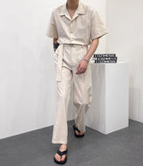 リネンワイドジャンプスーツ / RO linen wide jumpsuit (3 colors)