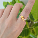 Double heart charm pearl ring (6655032623222)