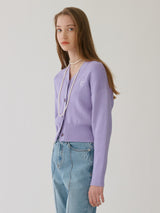 (CD-22137)BASIC BUTTON CARDIGAN LAVENDER (6672299327606)
