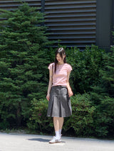 ハイロットベルトプリーツミディスカート/ Hirot Belt Pleated Midi Skirt