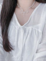 Hologram Bead Ribbon Necklace
