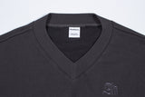 V-NECK CROP SWEATSHIR (Dark Gray)
