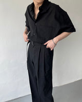 リネンショートスリーブボックスシャツ / ECT linen short-sleeved box shirt (4 colors)
