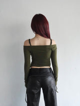 シャーリングトップス / SHIRRING TOP (KHAKI)