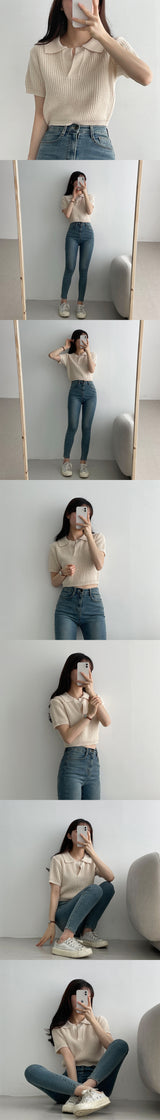 ピングハチカラーショートスリーブニットウェア / Ping Hachi Collar Short-sleeved Knitwear