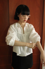 two-way ribbon puff blouse
