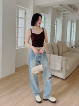 シルキードレープシャーリングスリーブレス / Silky Drape Shirring Sleeveless (2color)