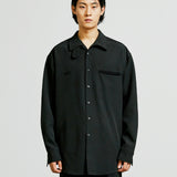 balmacaan welt pocket shirt jacket black (6615508353142)