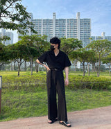 リネンワイドジャンプスーツ / RO linen wide jumpsuit (3 colors)