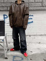 No.0458 leather hood bomber padding JP